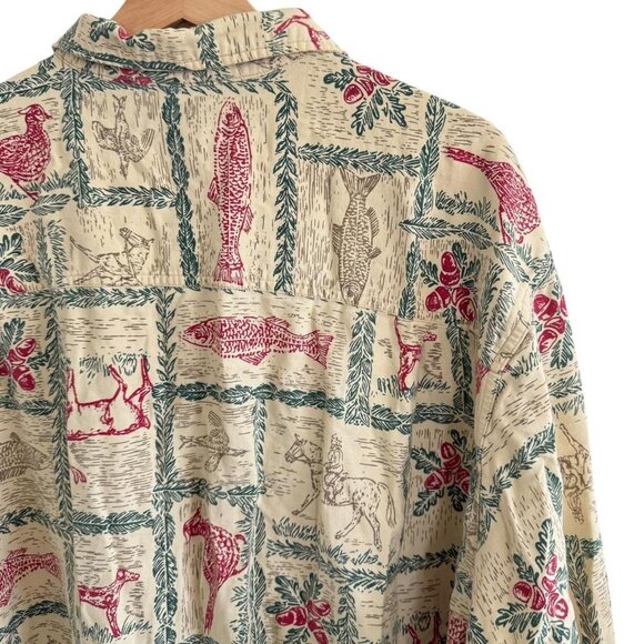 PACIFIC COVE RETRO FISH ELK CREAM RED WESTERN BUTTON UP SHIRT SIZE XXL - Picture 8 of 8
